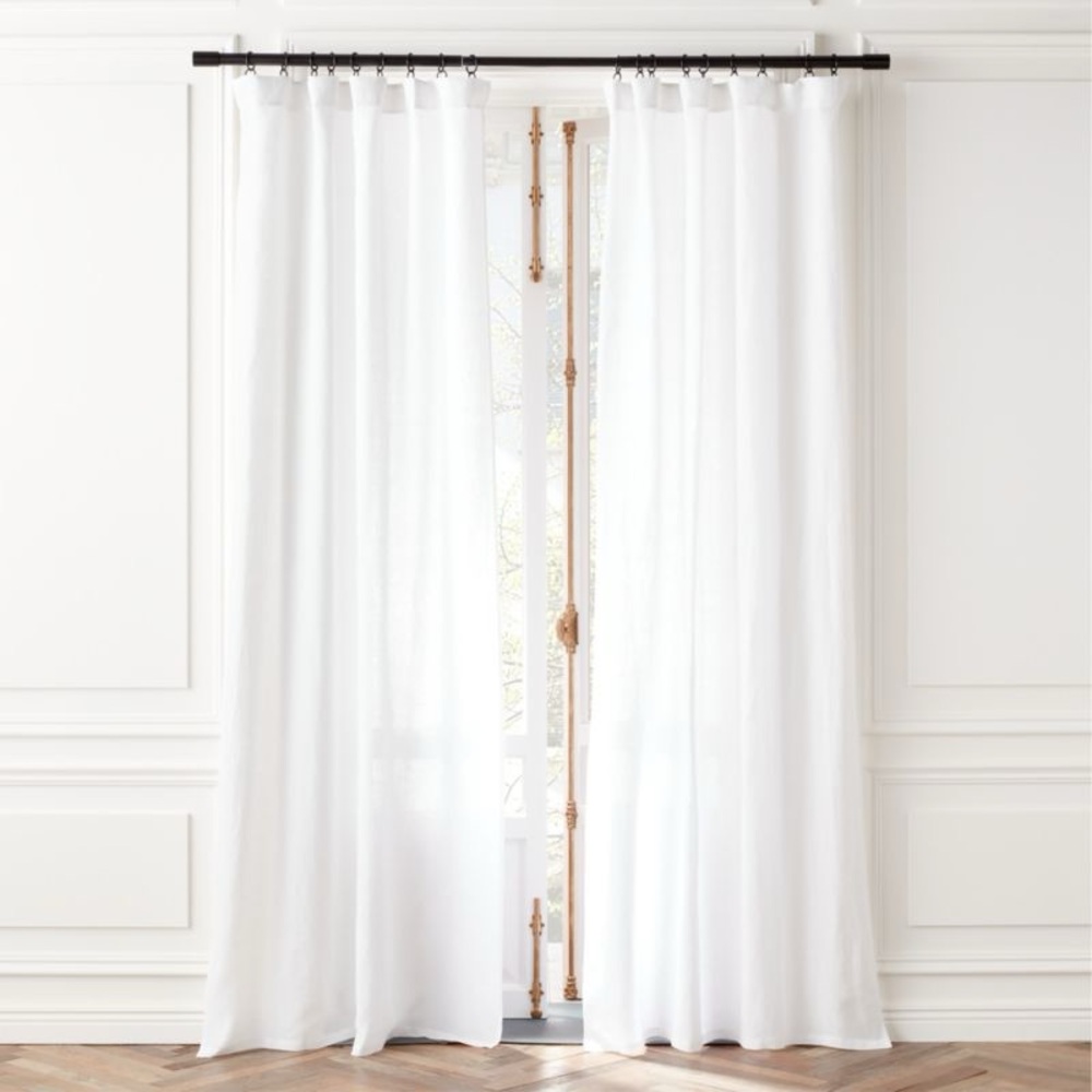 NWT CB2 Sheer White European 100% Flax Linen Window Curtain Panel‎ 48 x 108
